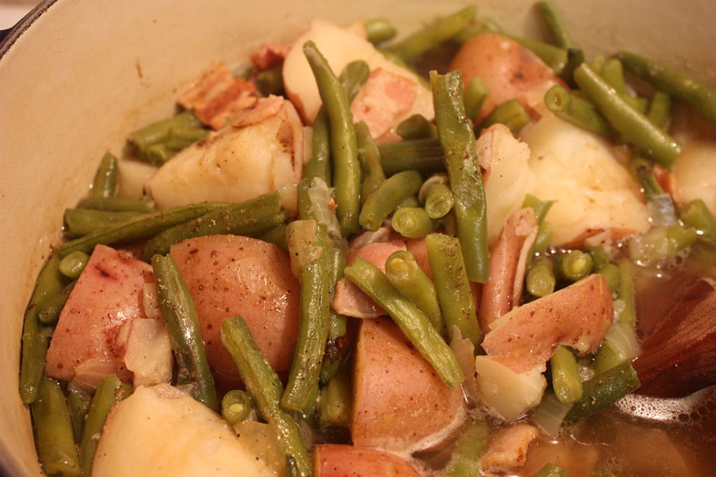 Southern Green Beans and Potatoes in a large pot
