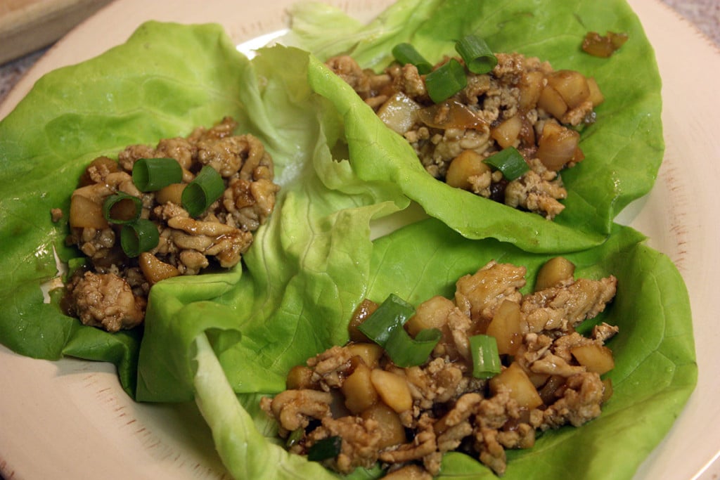 Chicken Lettuce Wraps on a white plate.