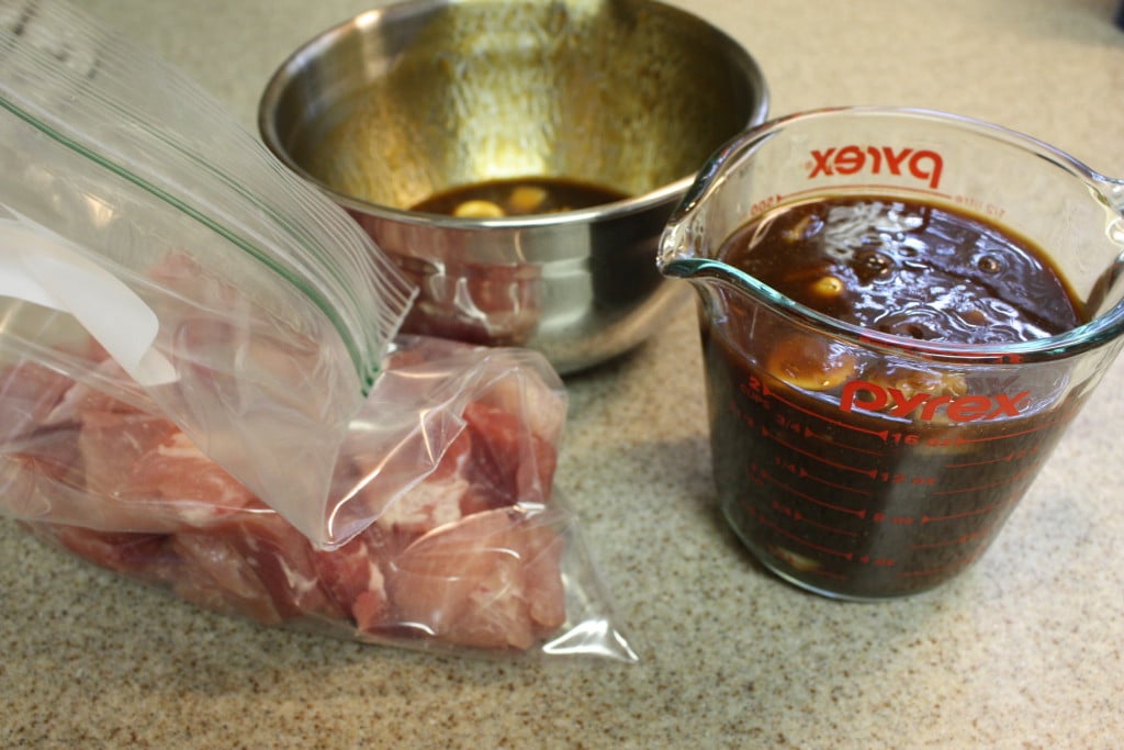 Filipino kebab marinade in a glass measuring cup