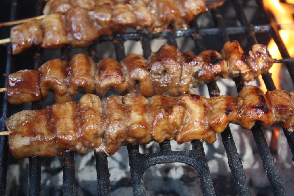 Filipino Pork Kebabs on the hot grill