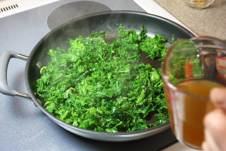 Sautéed Kale in a large skillet.