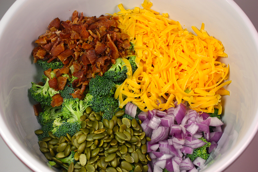 Salad ingredients in a bowl.
