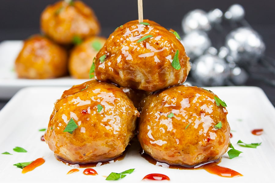 Firecracker Chicken Meatballs - These pack loads of spicy, sticky, slightly sweet flavor in one little morsel!