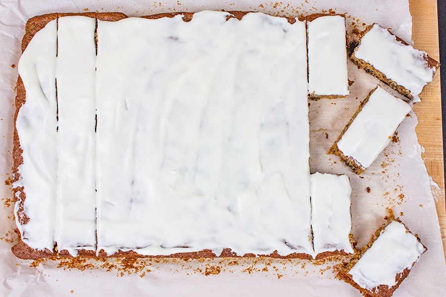 Old fashioned Raisin Bars cut into serving pieces