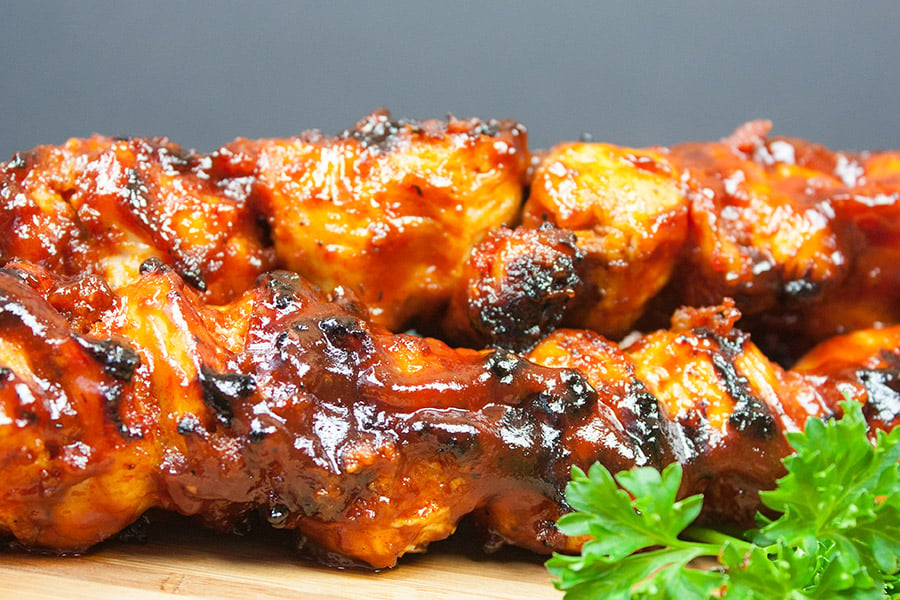 Barbecue Chicken and Bacon Skewers, Poultry Recipes, skewers