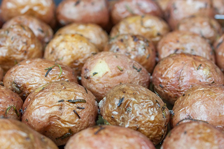 Rosemary Garlic Grilled Baby Potato Skewers.