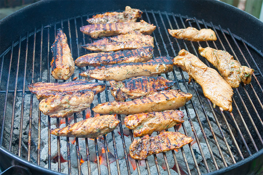 Best ever grilled chicken grilling on a hot grill.