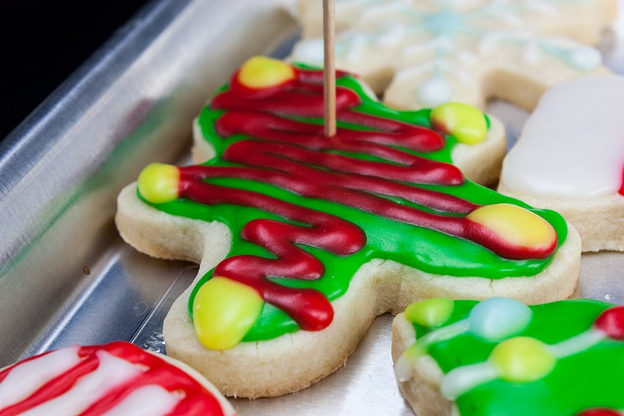 An ugly decorated cut out sugar cookie.