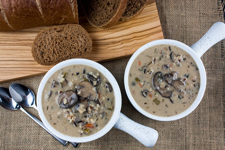 Wild Rice and Mushroom Soup - A creamy, rich, hearty soup that's full of deep earthy flavors. Perfect for staying warm this winter.
