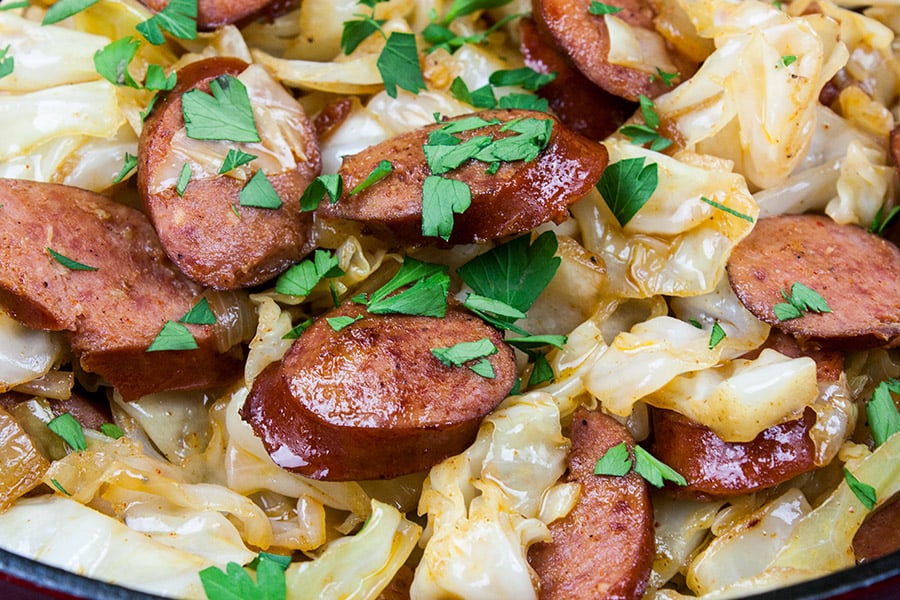 Fried Cabbage and Sausage - Don't Sweat The Recipe