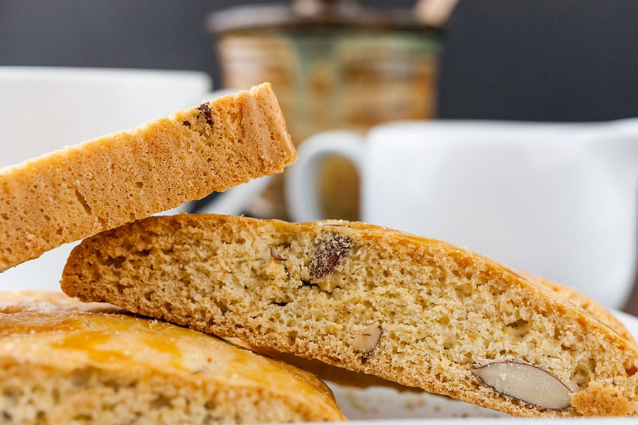 Almond Biscotti - Wonderfully crispy, crunchy, and loaded with almonds! A perfect treat for morning or afternoon coffee or tea.