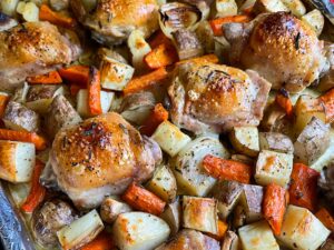 One Pan Roasted Chicken and Vegetables Recipe - Don't Sweat The Recipe