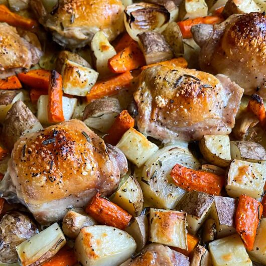 One Pan Roasted Chicken and Vegetables Recipe - Don't Sweat The Recipe