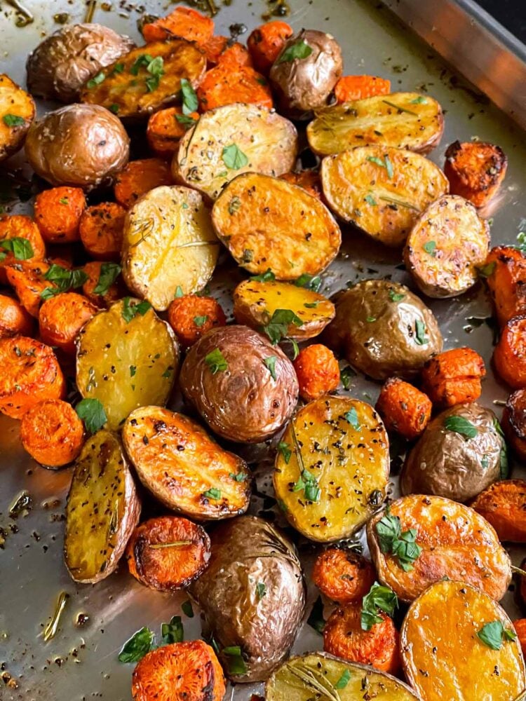 Roasted Potatoes and Carrots - Don't Sweat The Recipe