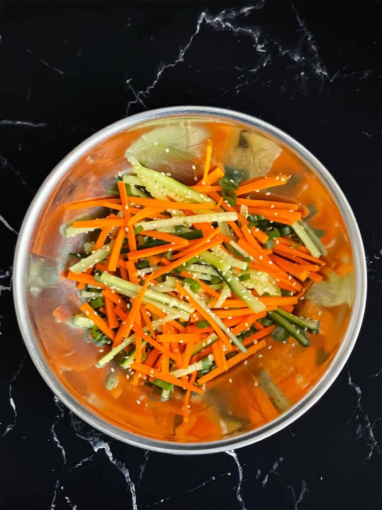 A medley of an Asian blend of vegetables.