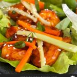 Gochujang shrimp lettuce wraps.