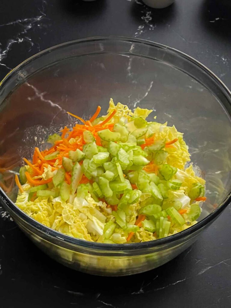 Vegetables for ancho slaw.