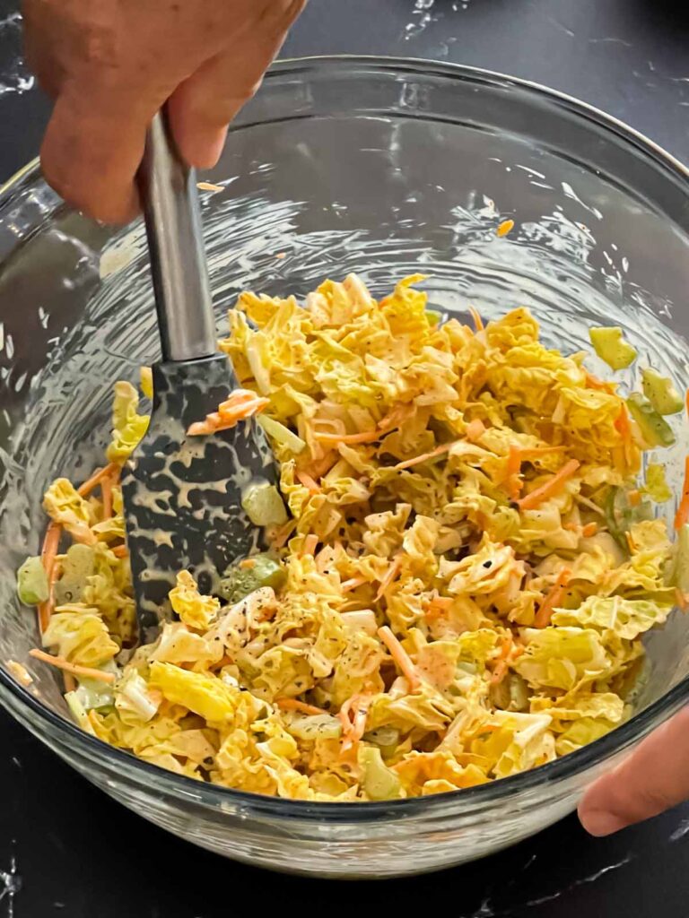 Ancho slaw mixed in a bowl.