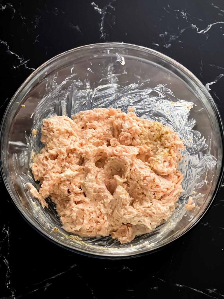 Raw chicken burger mixture.