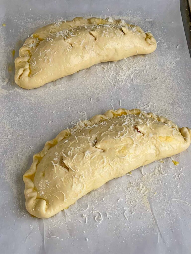 Calzones ready to be baked.