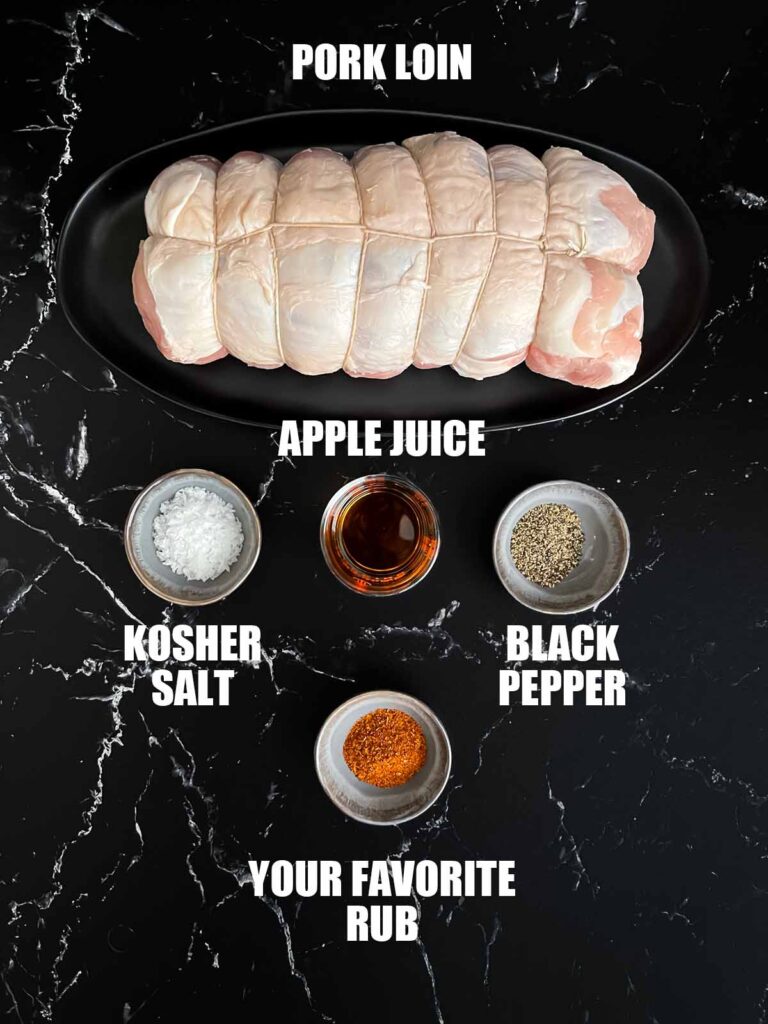 Ingredients needed to make a texas style smoked pork loin.