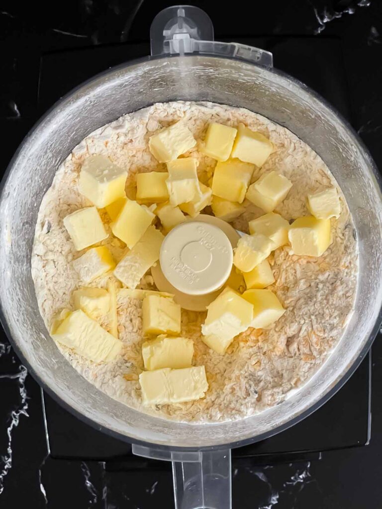 Butter flour mixture in a food processor