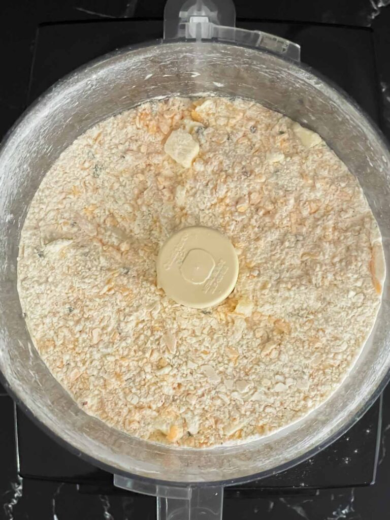 A beginning of a dough in a food processor.