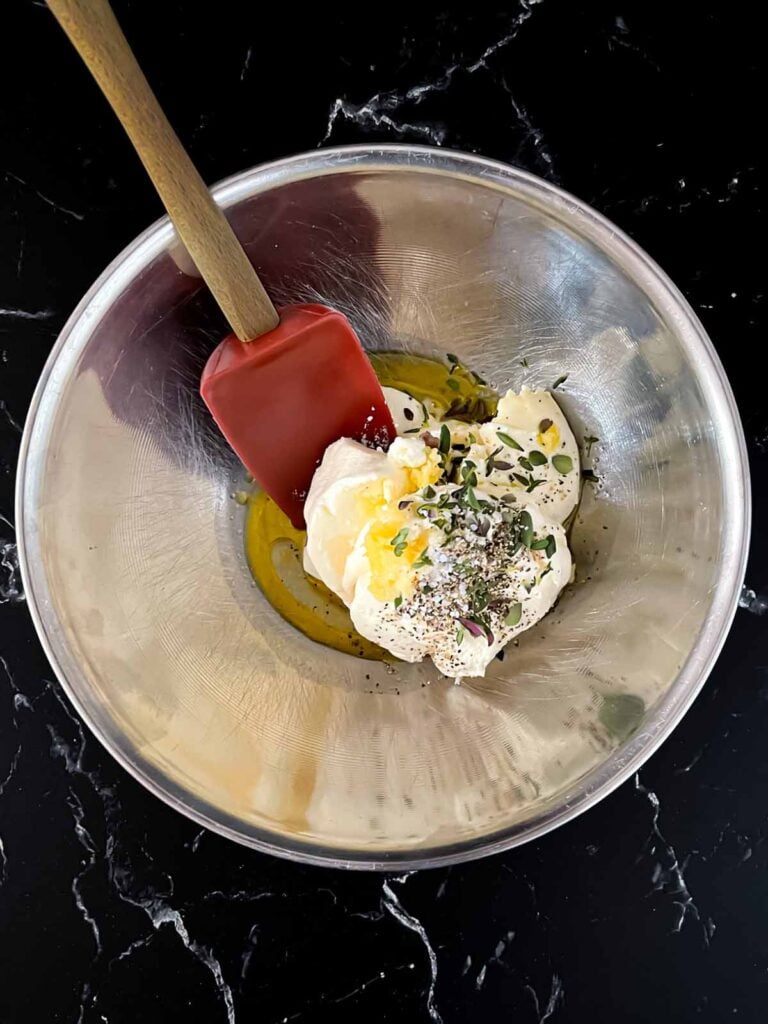 Ricotta dip ingredients in a bowl.