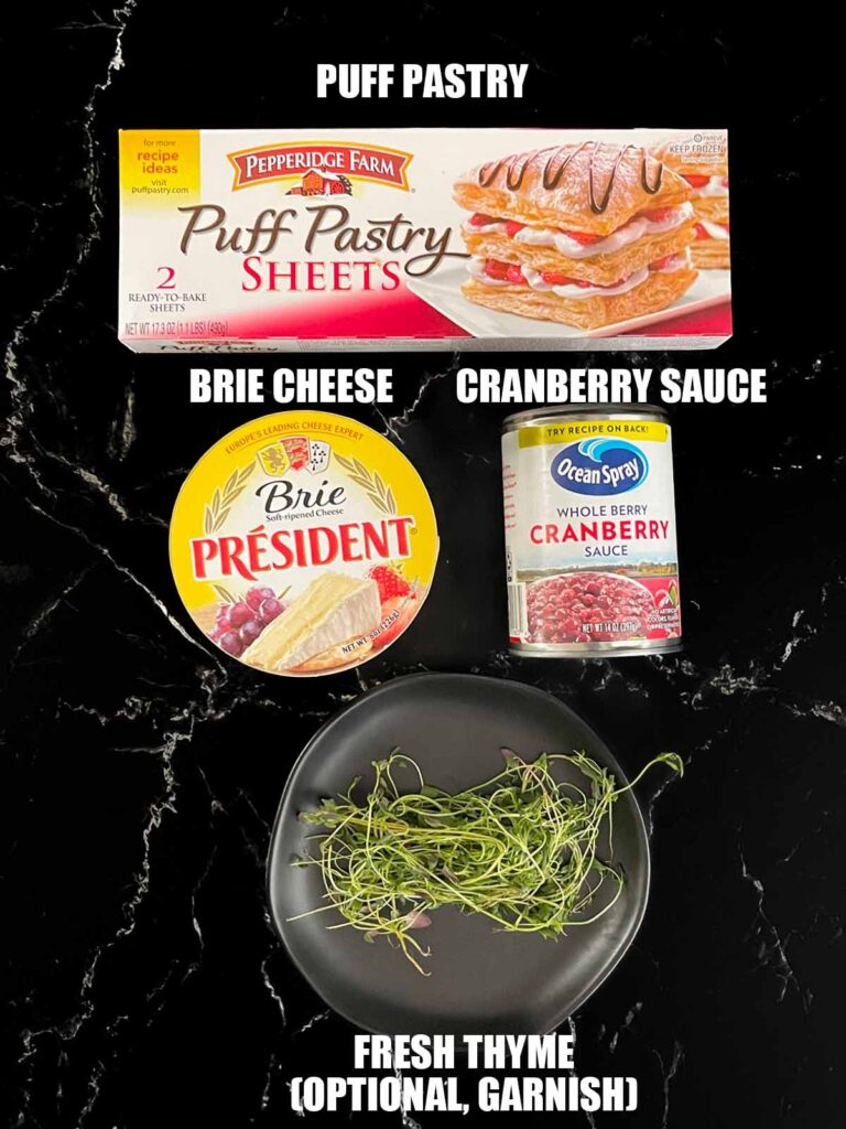 Ingredients needed to make Cranberry Brie Bites