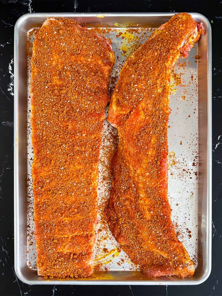 Ribs with rub on them.